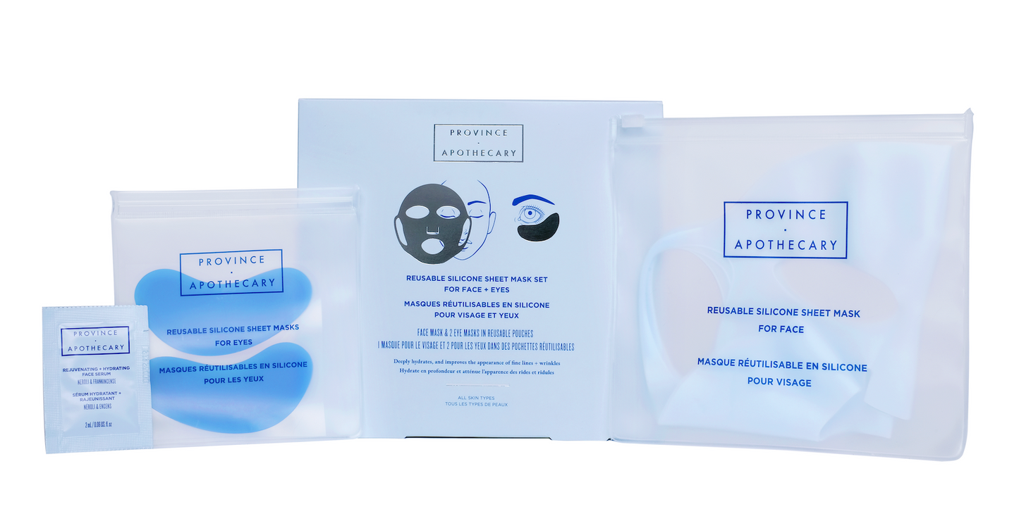 Masque en feuille de silicone réutilisable pour le visage et les yeux par Province Apothicaire
