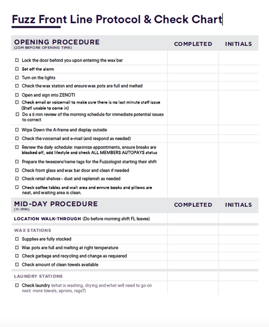 PRINT - Fuzz Front Line Protocol & Check Chart - FRANÇAIS